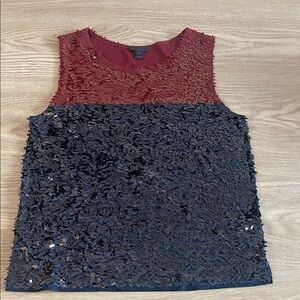 Sequin Embellished Sleeveless Top - burgundy and navy size small